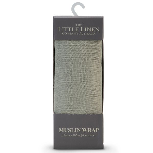 The Little Linen Company Muslin Wrap Solids Farmyard Lamb Sage Green 1pk