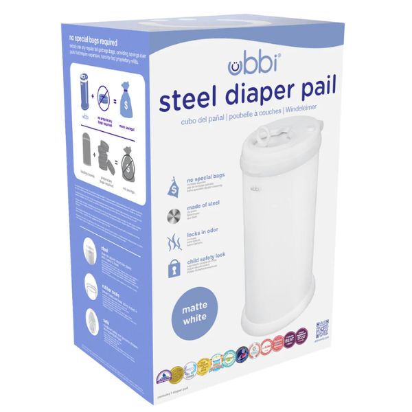 Ubbi Nappy Bin Matte White