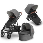 UPPAbaby Vista V3 Pram with Bassinet GREYSON (Charcoal Mélange/Carbon Frame/Saddle Leather) + Rumble Seat V3