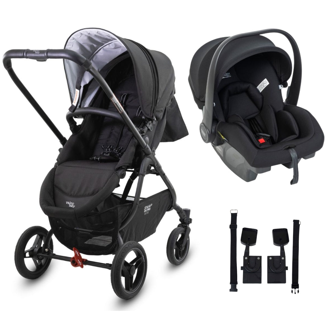 Valco Baby Snap Ultra Elite Stroller Liquorice TRAVEL SYSTEM (Includes Britax B-POD Lite Capsule & Adaptors)