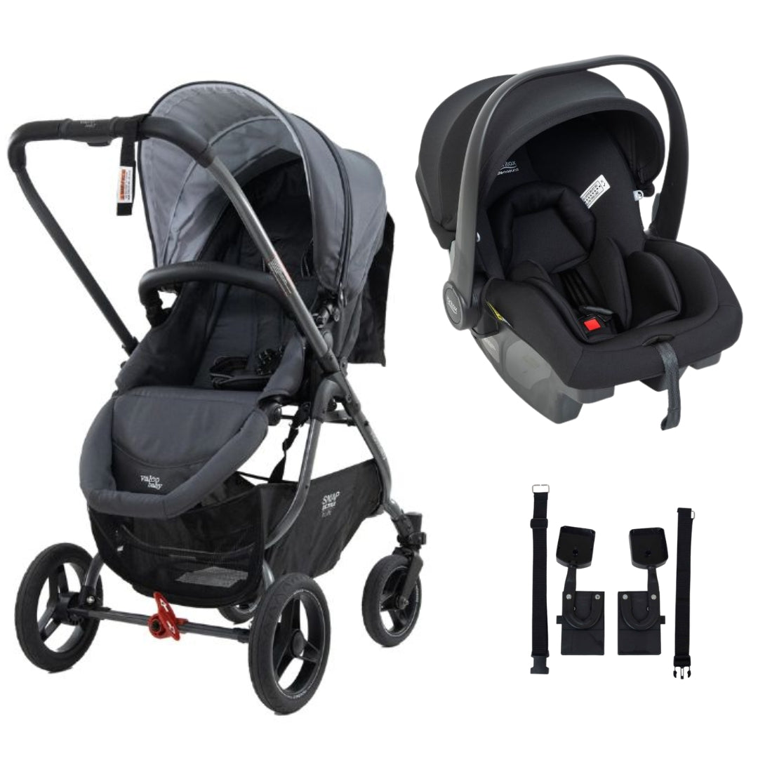 Valco Baby Snap Ultra Elite Stroller Signature Grey TRAVEL SYSTEM (Includes Britax B-POD Lite Capsule & Adaptors)