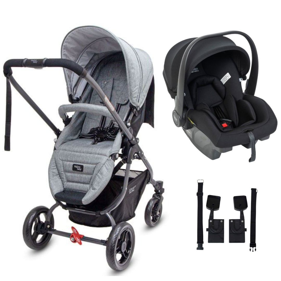 Valco Baby Snap Ultra Tailor Made Stroller Grey Marle TRAVEL SYSTEM (Includes Britax B-POD Lite Capsule & Adaptors)