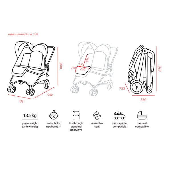 Valco Baby Snap Ultra Duo Tailor Made Stroller Charcoal