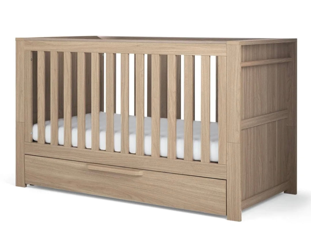 Mamas & Papas Franklin Cot Bed Light Oak with Mattress