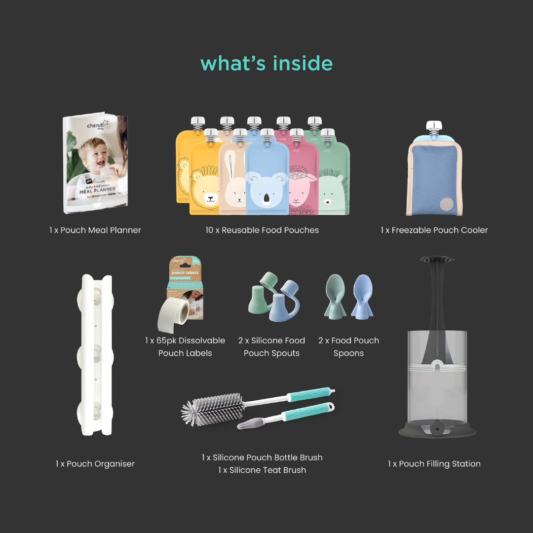 Cherub Baby Reusable Baby Food And Yoghurt Pouches Bundle Kit V2