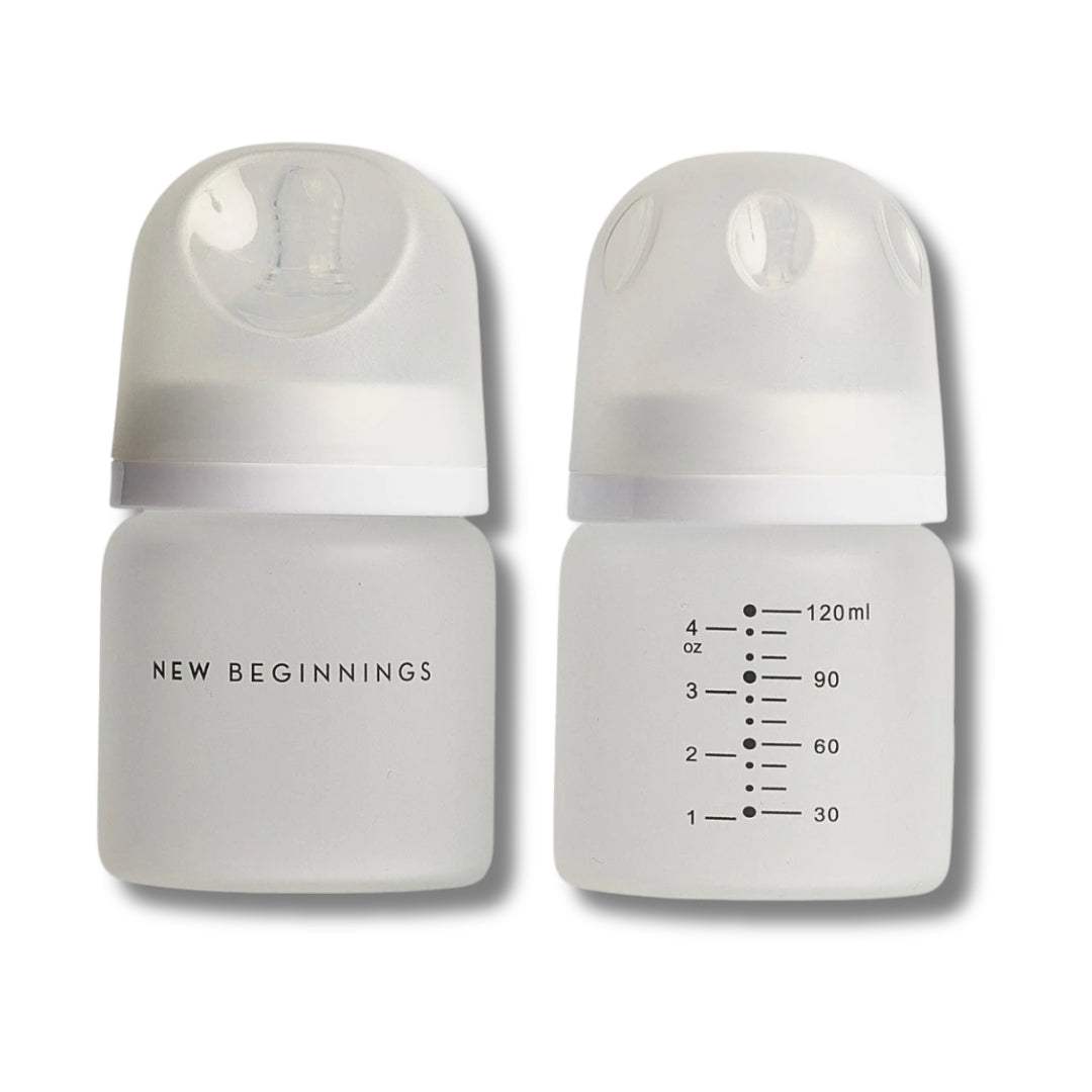New Beginnings Glass Bottle 120ml Silicone Outer Twin Pack