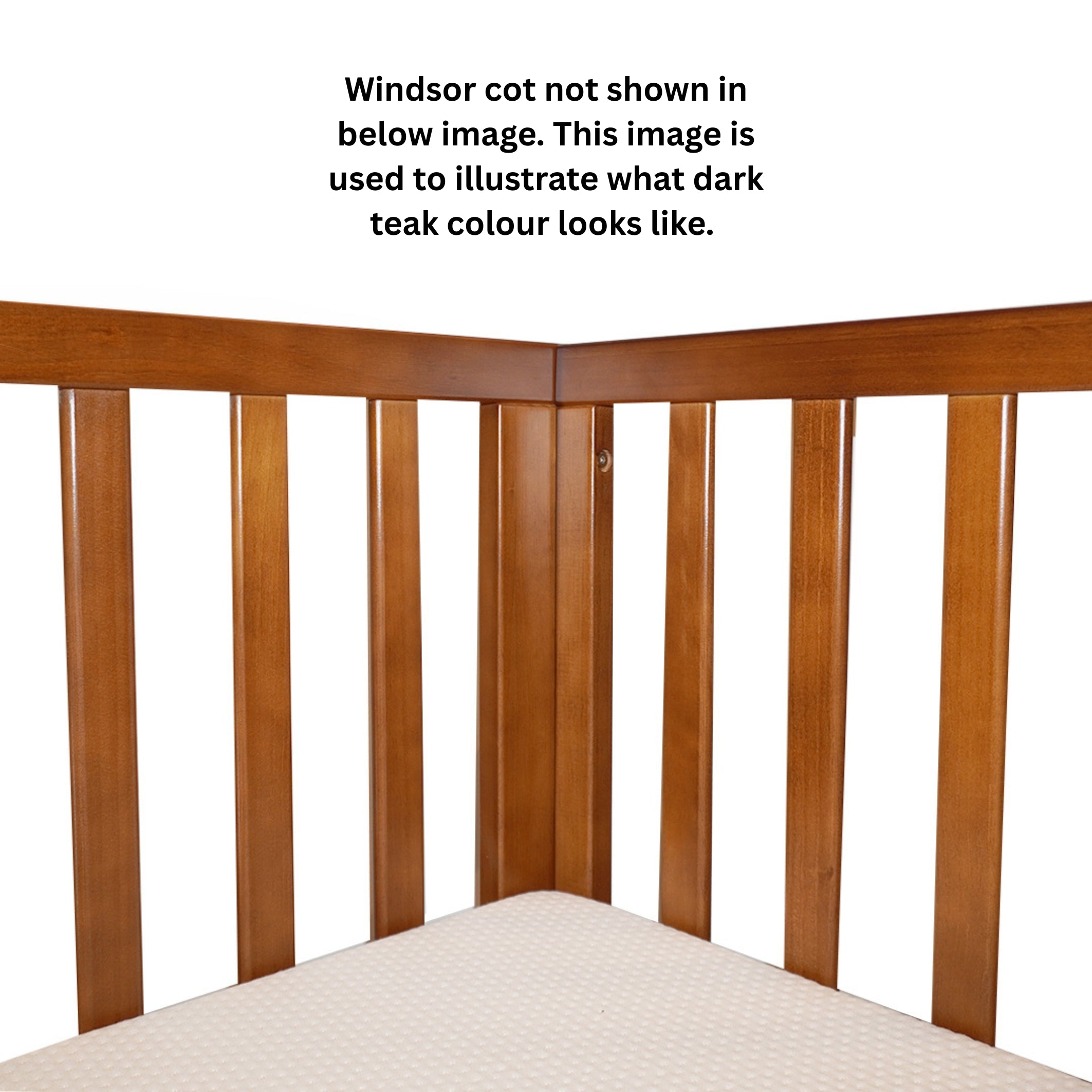 Eldita Windsor Sleigh Cot V2 Dark Teak with Mattress