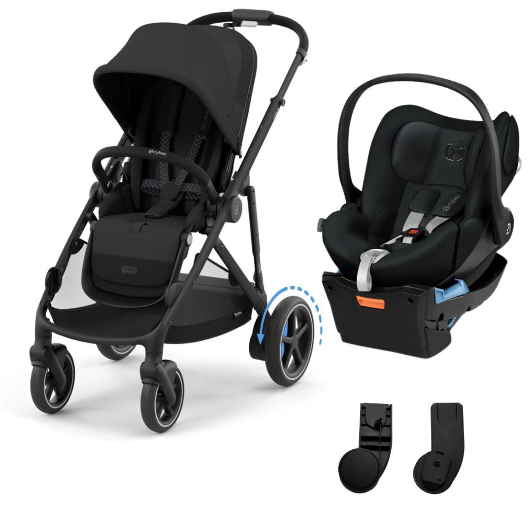 Cybex eGazelle S Pram + Cloud Q Capsule with Base Stardust Black + Adaptors