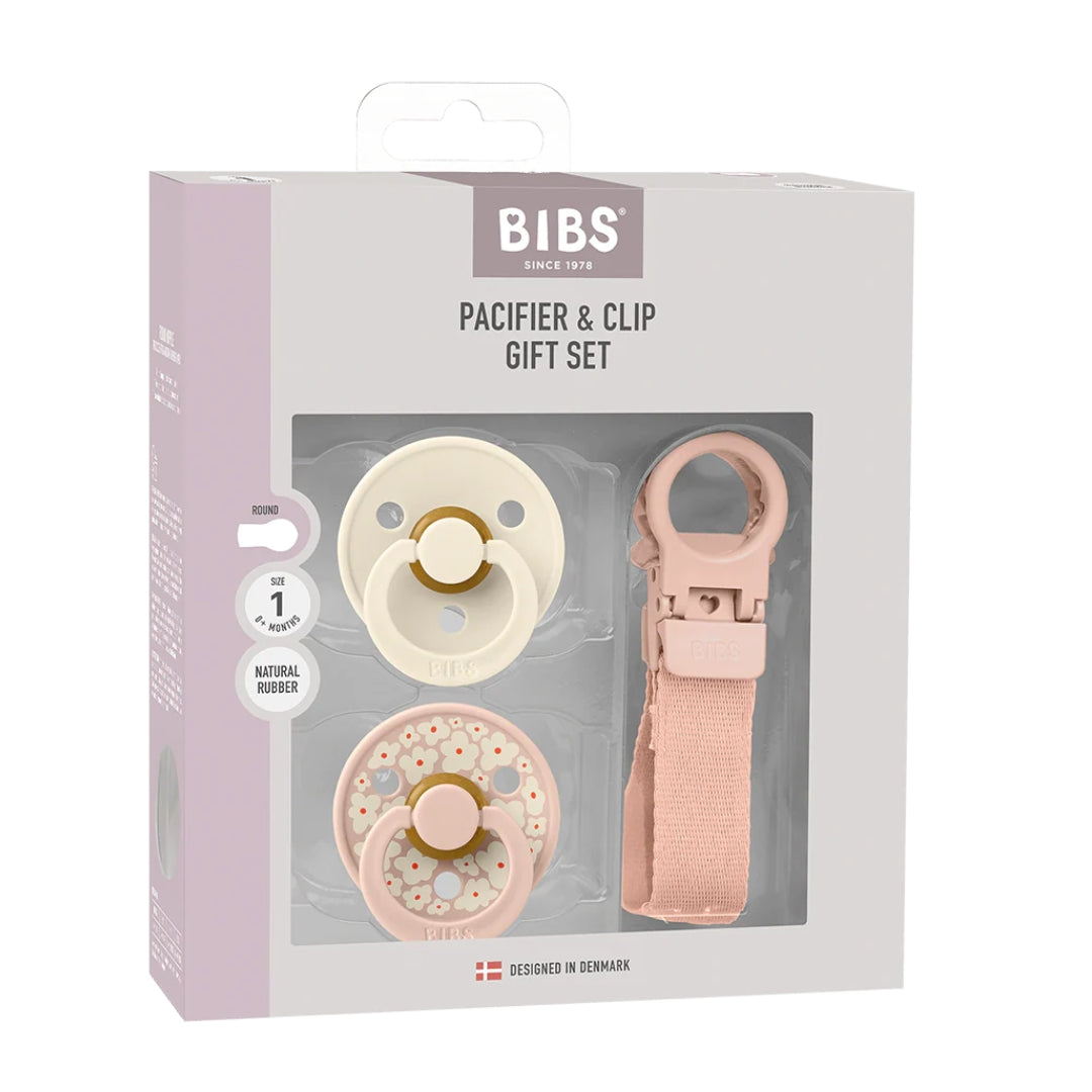 BIBS Colour Pacifier & Loop Clip Gift Set Latex Size 1