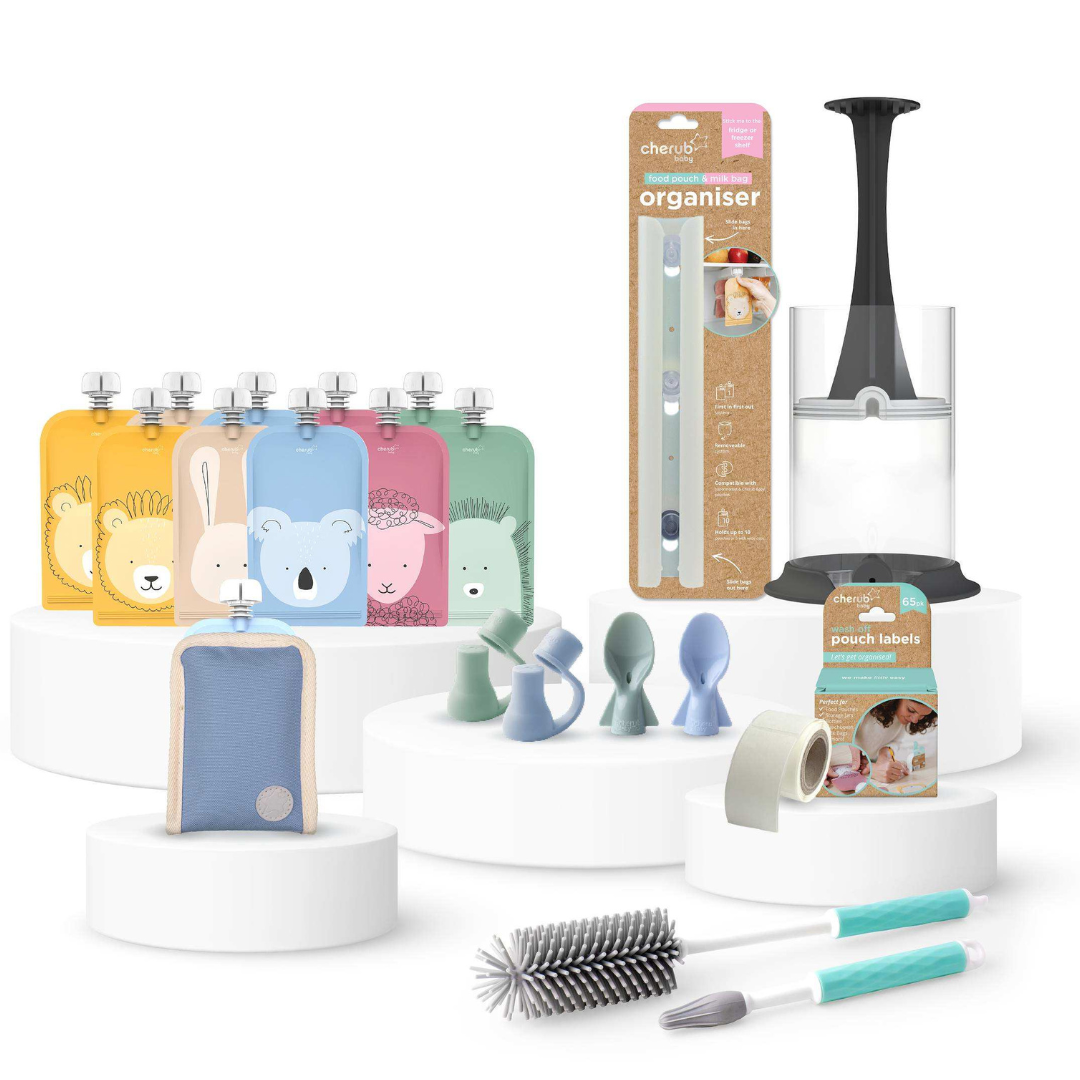 Cherub Baby Reusable Baby Food And Yoghurt Pouches Bundle Kit V2