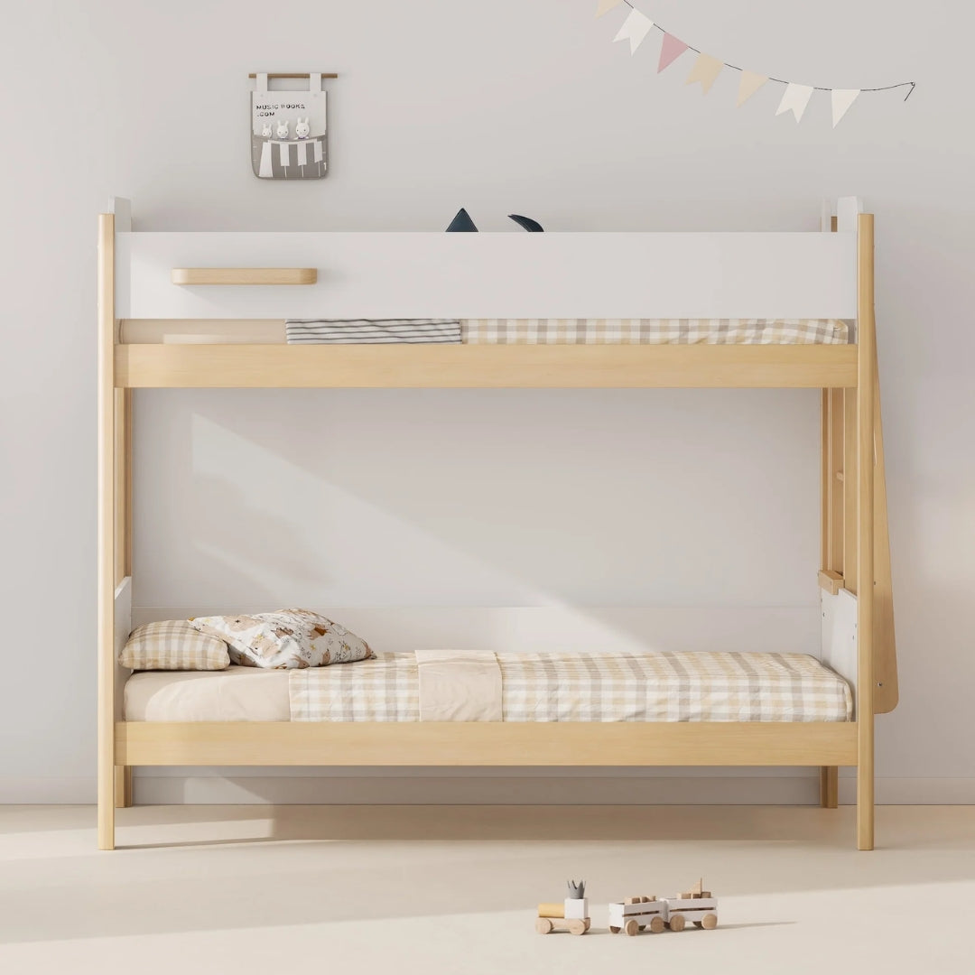 Boori Kids Natty King Single Bunk Bed with Ladder V24 Barley White / Almond