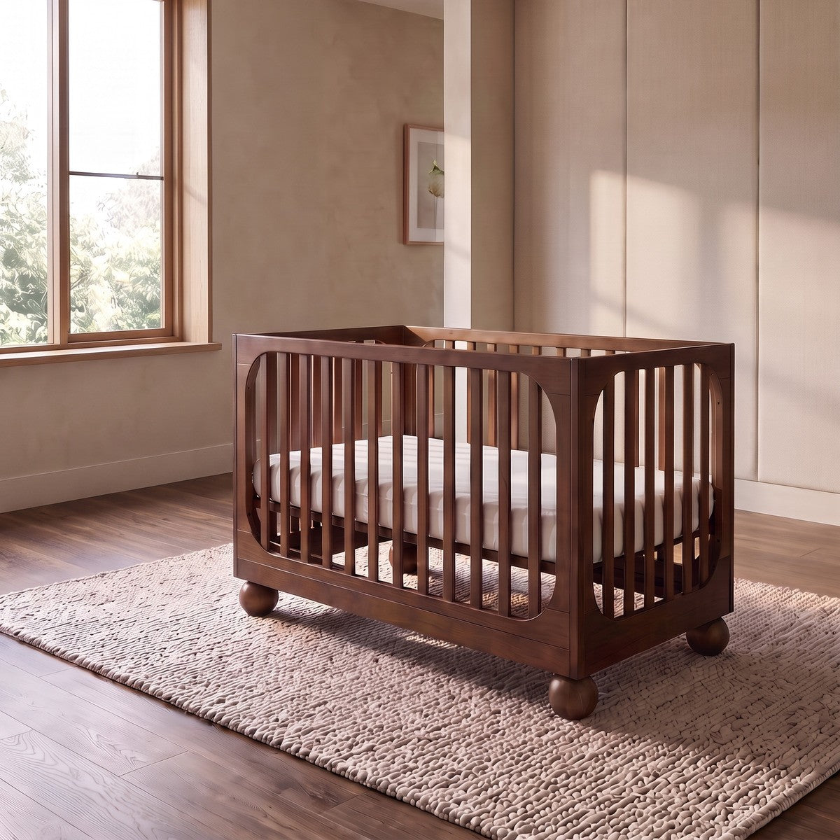 Moroko Spheros Cot Walnut Wash with Eldita Versatile Rolled Pocket Spring Mattress