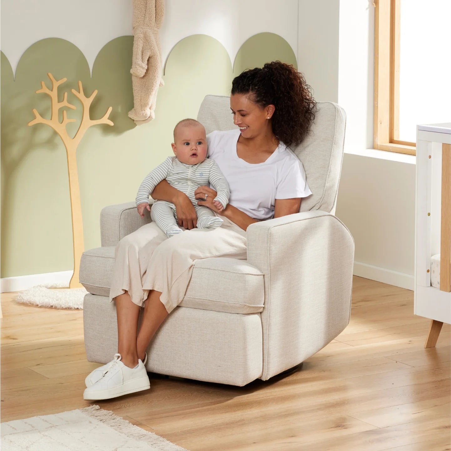 Il Tutto Quinn Electric Recliner Glider Chair Egg Shell