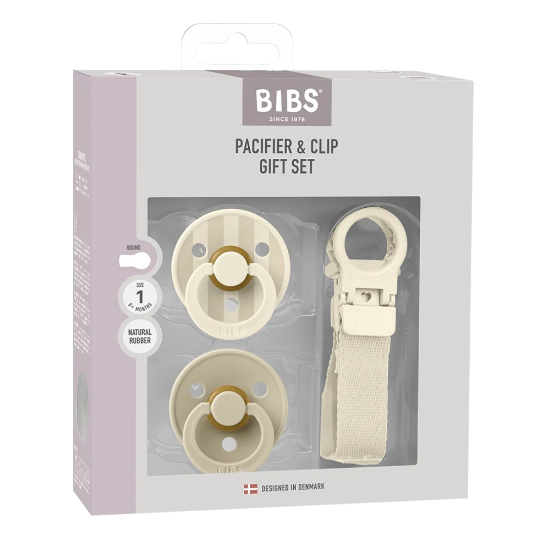 BIBS Colour Pacifier & Loop Clip Gift Set Latex Size 1