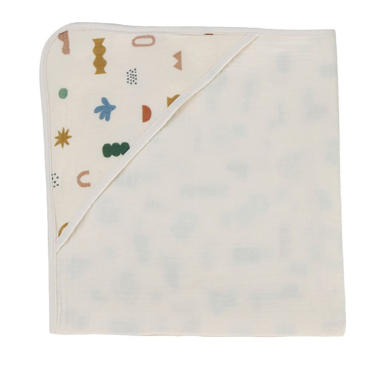 Living Textiles Organic Muslin Hooded Towel Geo Mod