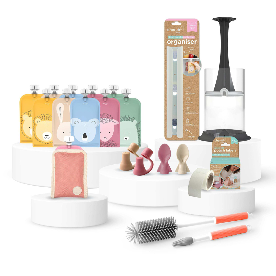 Cherub Baby Reusable Baby Food And Yoghurt Pouches Bundle Kit V2