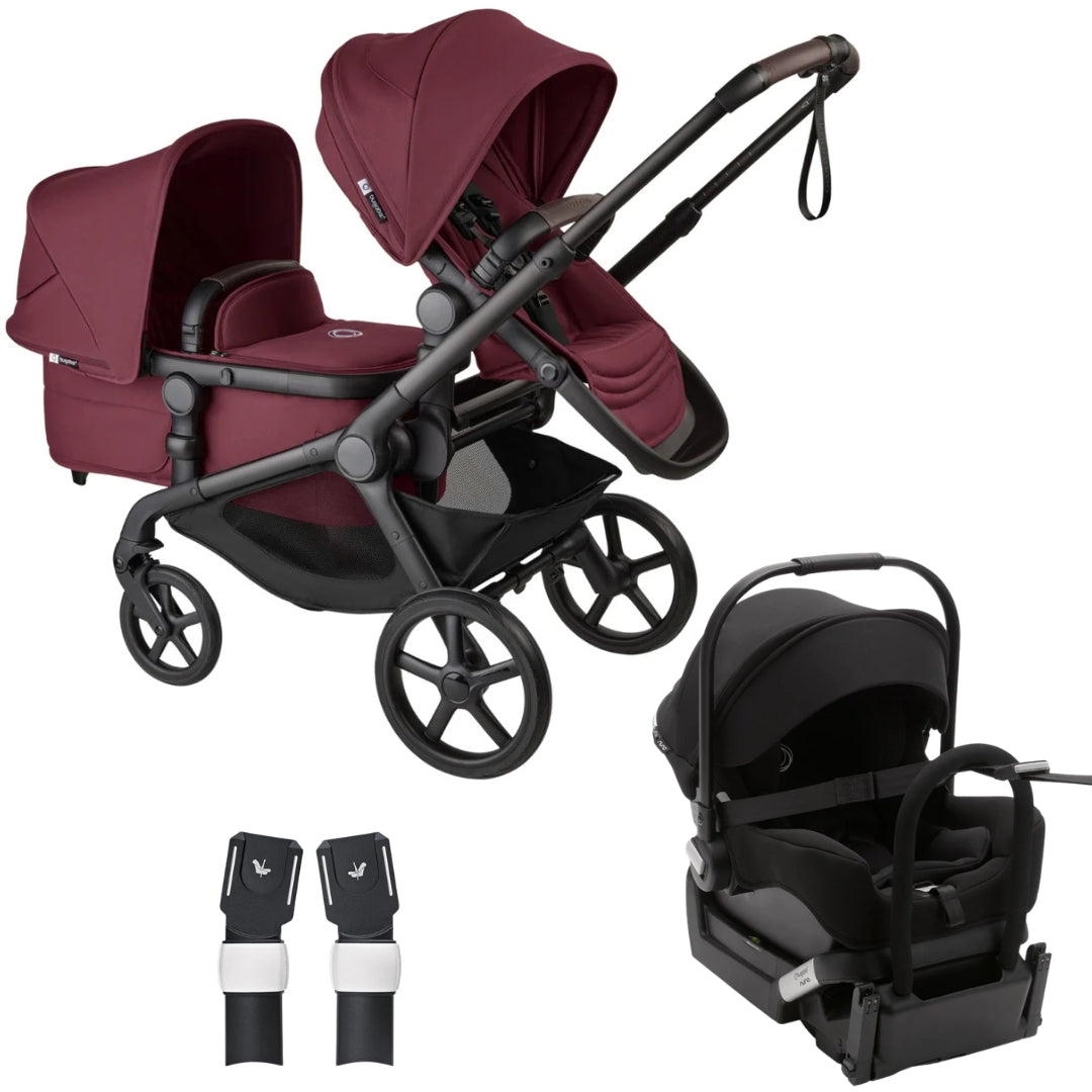 Bugaboo Kangaroo Double Stroller (Includes Sibling Seat & Newborn Adaptor) + Turtle Capsule & Adaptors