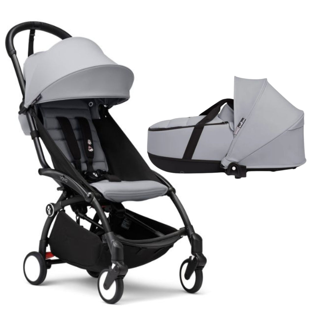 Stokke® YOYO3 Stroller Black Frame with Stone Colour Pack & Bassinet