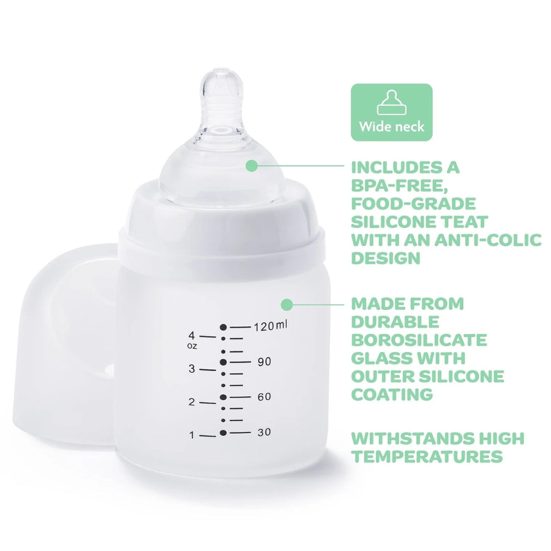 New Beginnings Glass Bottle 120ml Silicone Outer Twin Pack