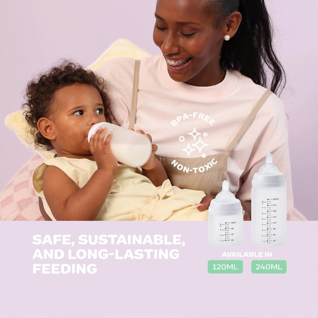 New Beginnings Glass Bottle 240ml Silicone Outer Twin Pack