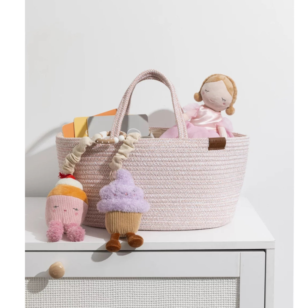 Living Textiles Cotton Rope Nappy Caddy with Divider