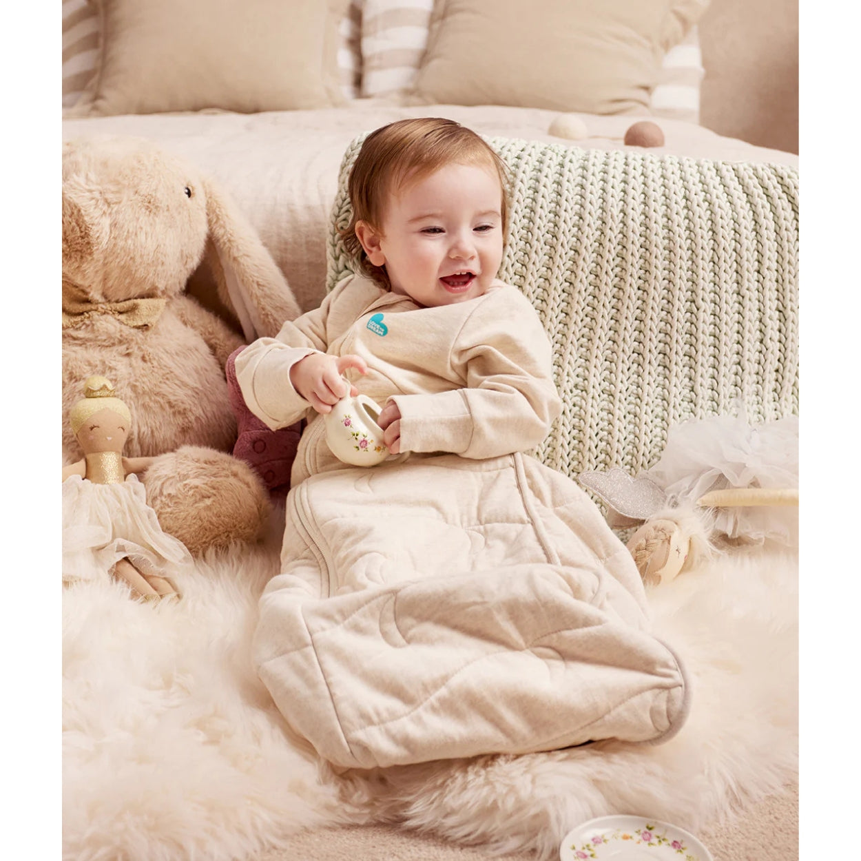 Love To Dream Quilted Stretch Cotton Sleep Bag 3.5Tog Oatmeal