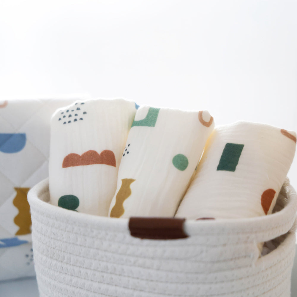 Living Textiles Organic Muslin Washcloths 3pk Geo Mod