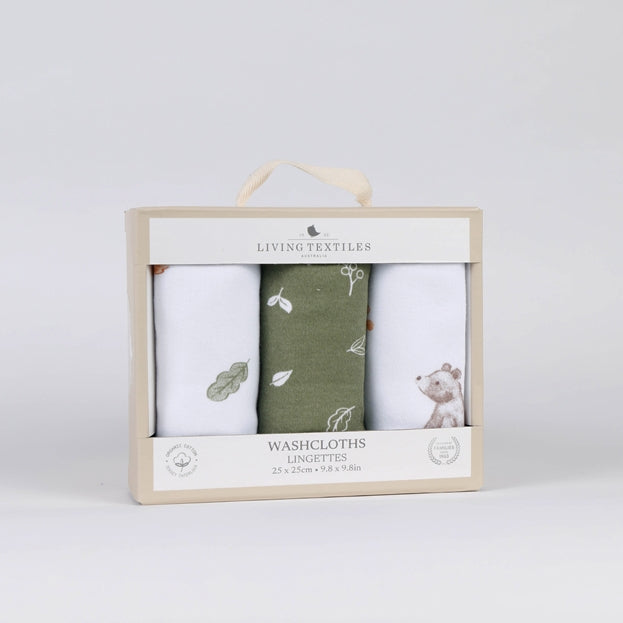 Living Textiles Organic Cotton Washcloths 3pk Fox & Friends