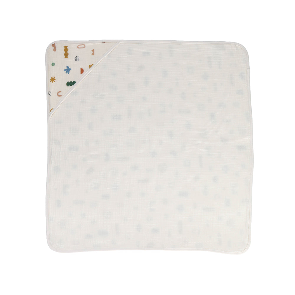 Living Textiles Organic Muslin Hooded Towel Geo Mod