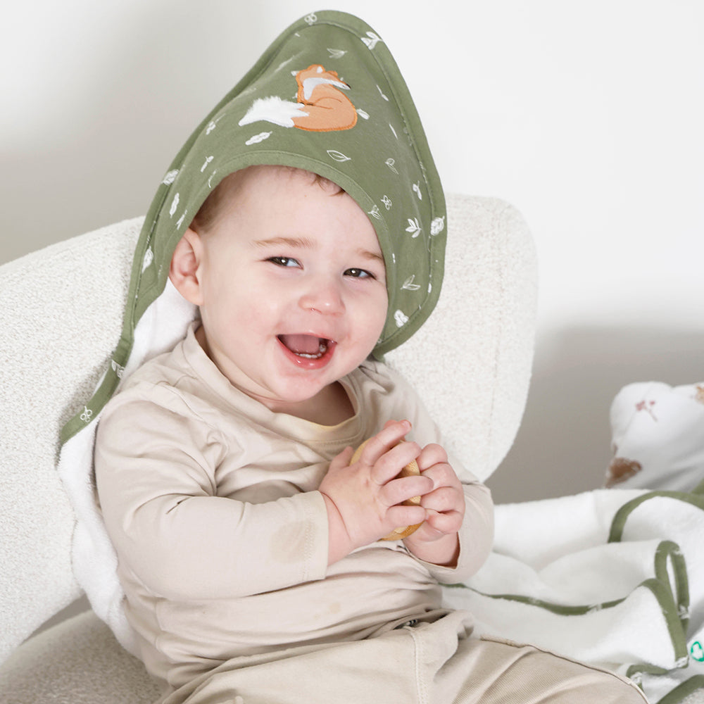 Living Textiles Organic Cotton Hooded Towel Fox & Friends