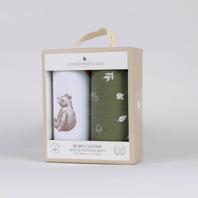 Living Textiles Organic Jersey Burp Cloths 2pk Fox & Friends