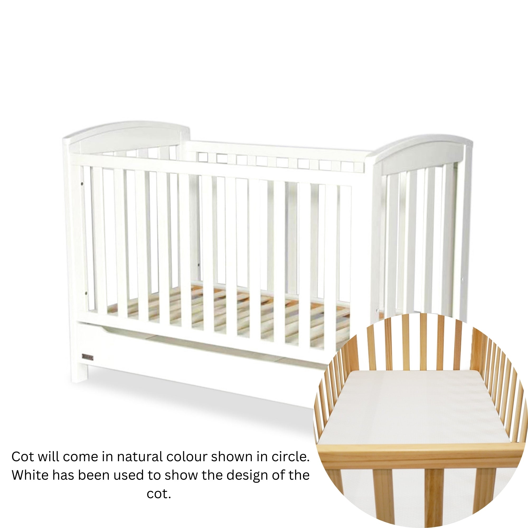Eldita Oxford Cot V2 Natural with Mattress