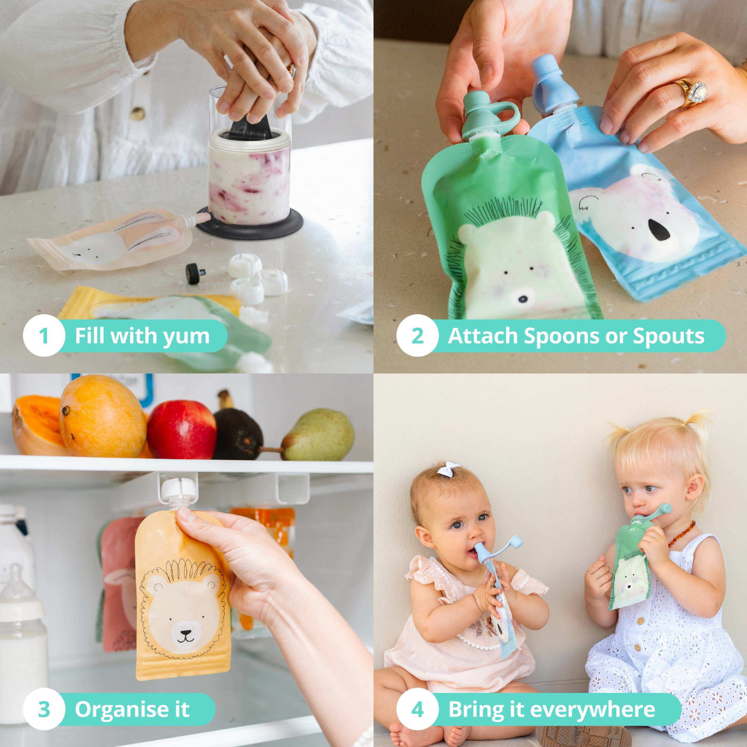 Cherub Baby Reusable Baby Food And Yoghurt Pouches Bundle Kit V2