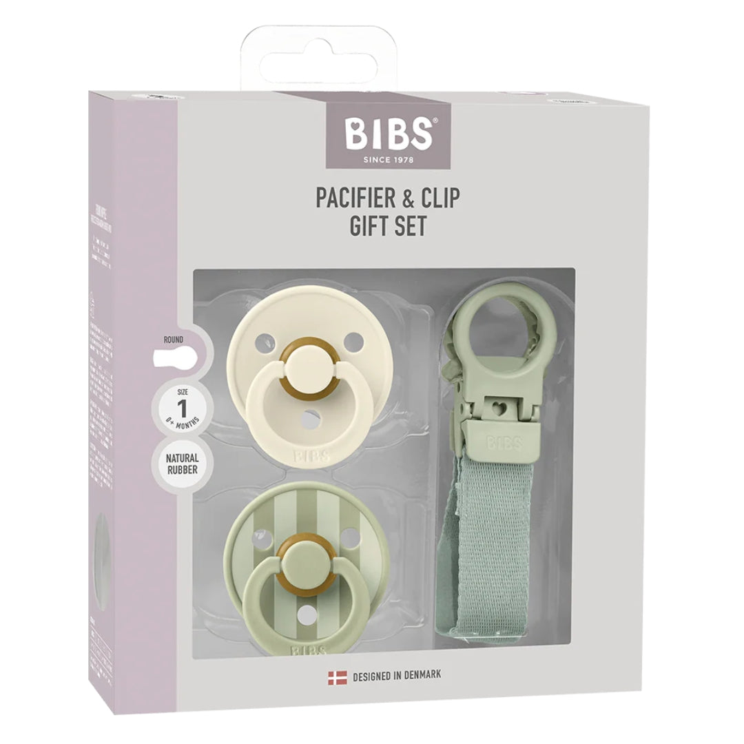 BIBS Colour Pacifier & Loop Clip Gift Set Latex Size 1