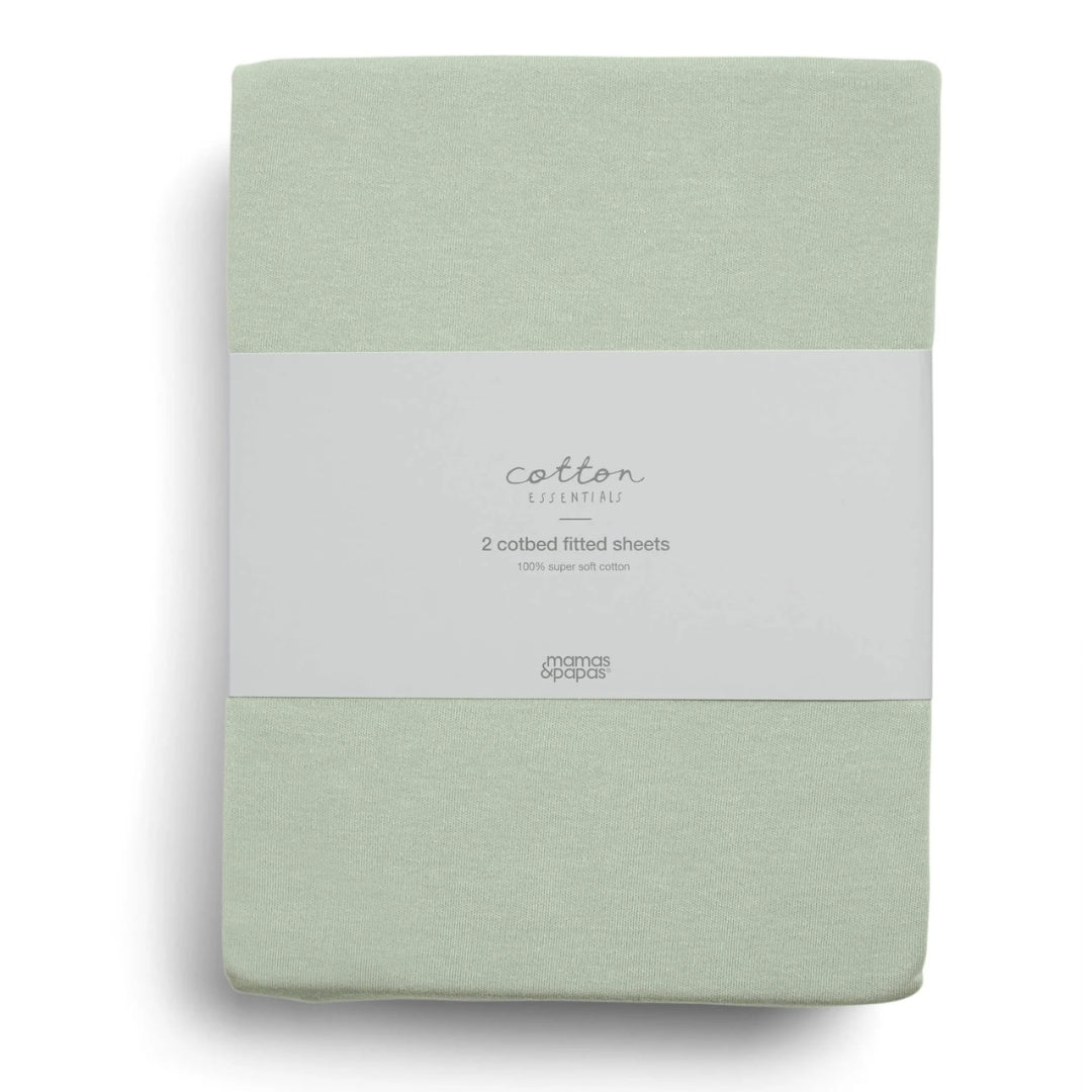Mamas & Papas Cotton Cotbed Fitted Sheets Sage