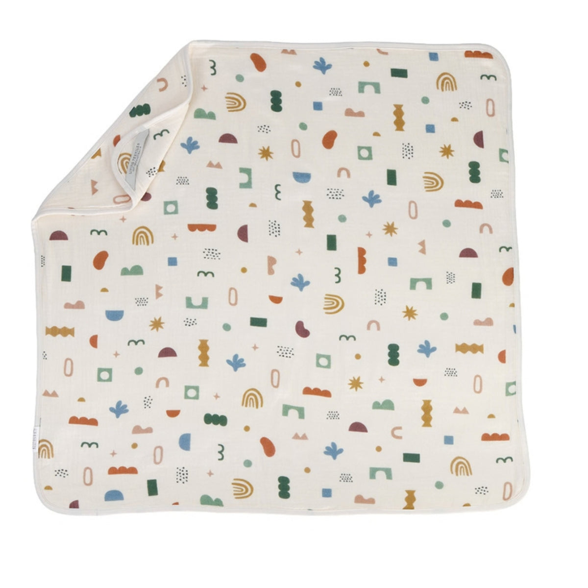 Living Textiles 5 Layer Organic Muslin Pram Blanket Geo Mod