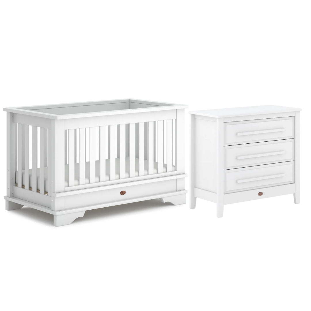 Boori Eton Convertible Plus Cot Bed V26 Barley + Mattress + Linear 3 Drawer Chest