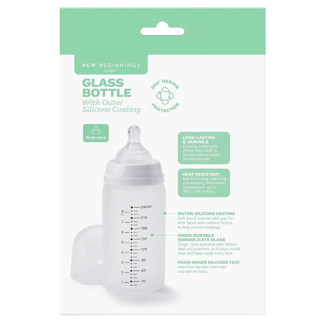New Beginnings Glass Bottle 240ml Silicone Outer Twin Pack