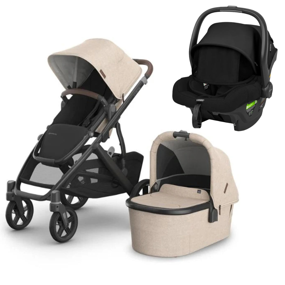 UPPAbaby Vista V3 Pram with Bassinet LIAM (Oat Mélange/Carbon/ Chestnut Leather)  + Mesa Capsule Bundle