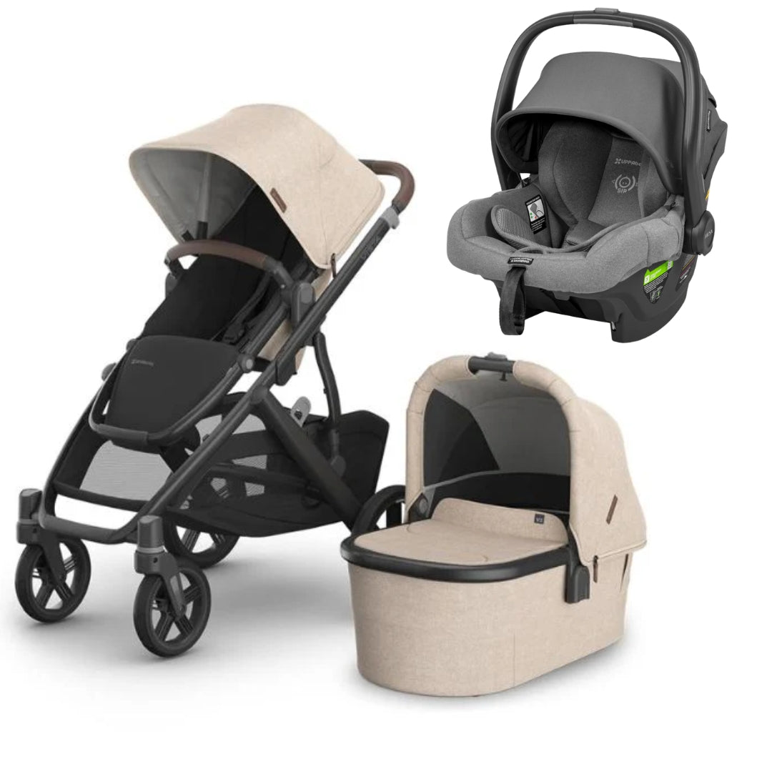 UPPAbaby Vista V3 Pram with Bassinet LIAM (Oat Mélange/Carbon/ Chestnut Leather)  + Mesa Capsule Bundle