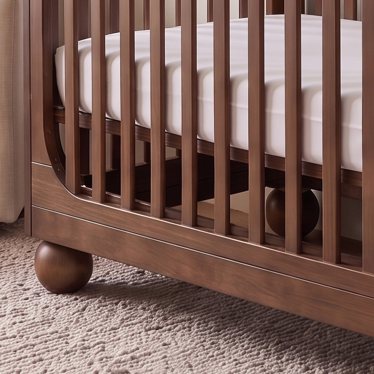 Moroko Spheros Cot Walnut Wash with Eldita Versatile Rolled Pocket Spring Mattress