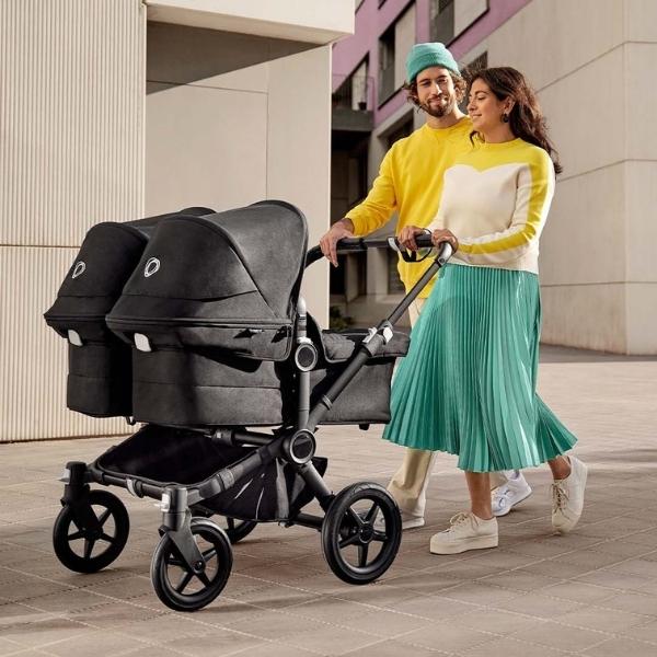Bugaboo Donkey 5 Twin Stroller Midnight Black TRAVEL SYSTEM (includes 2 Bugaboo Turtle car seats with base & adaptors)
