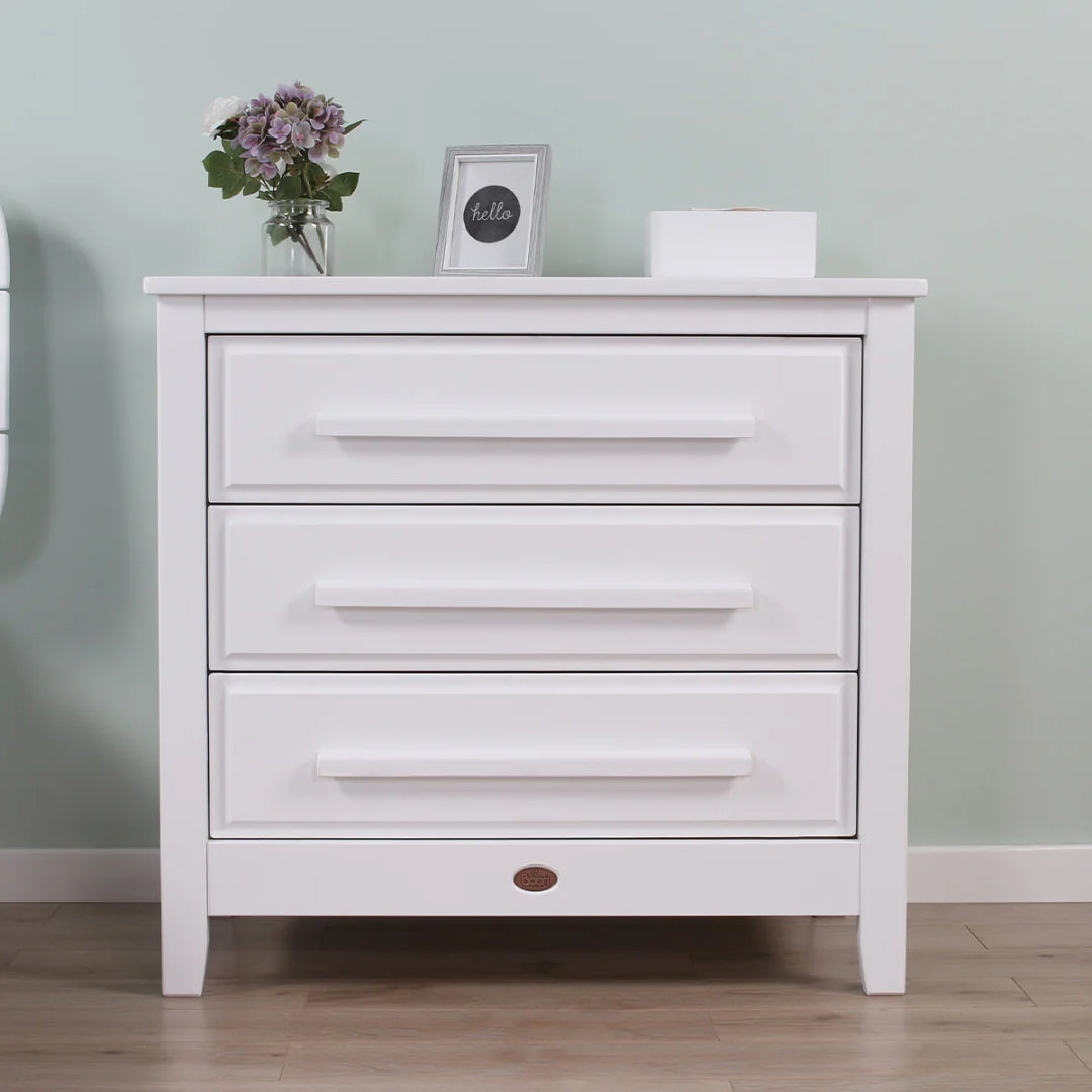 Boori Eton Convertible Plus Cot Bed V26 Barley + Mattress + Linear 3 Drawer Chest