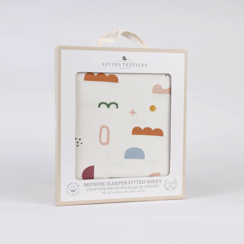 Living Textiles Organic Jersey Bedside Bed Sleeper Fitted Sheet 1pk Geo Mod
