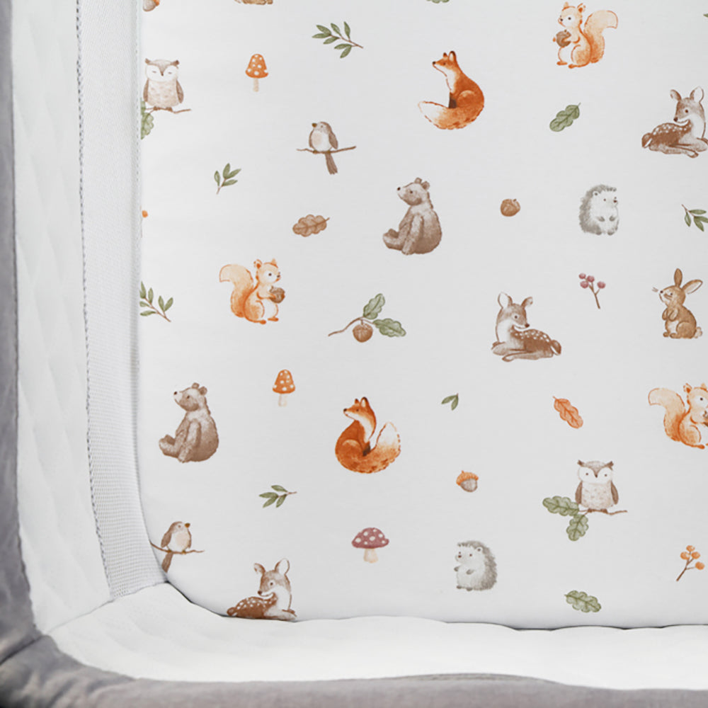 Living Textiles Organic Cotton Jersey Bedside Sleeper Fitted Sheets 2pk Fox & Friends