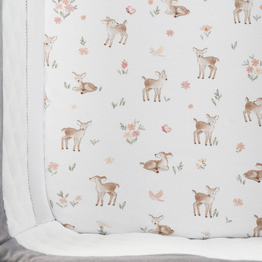 Living Textiles Organic Cotton Jersey Bedside Sleeper Fitted Sheets 2pk Fawn Fables
