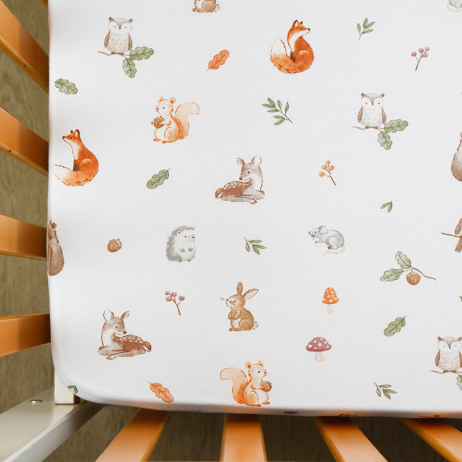 Living Textiles Organic Cotton Jersey Cot Fitted Sheets 2pk Fox & Friends