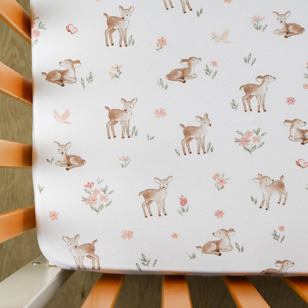 Living Textiles Organic Cotton Jersey Cot Fitted Sheets 2pk Fawn Fables