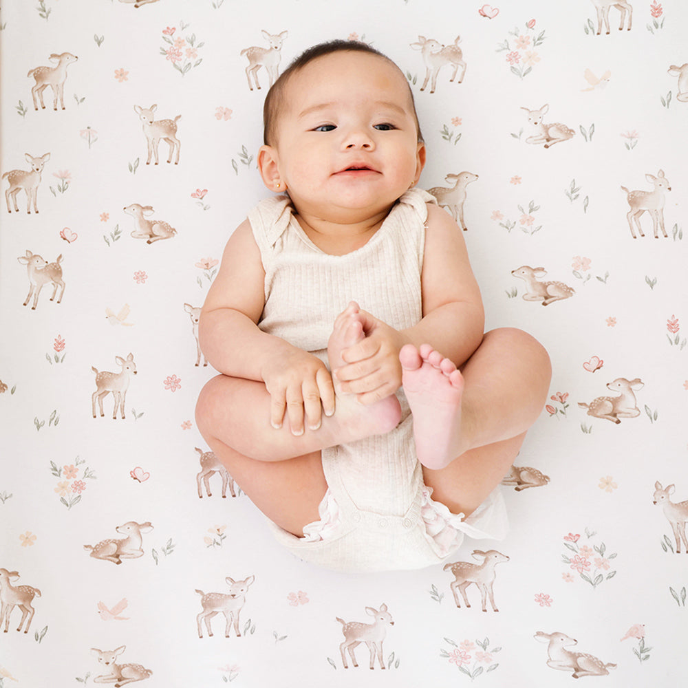 Living Textiles Organic Cotton Jersey Cot Fitted Sheets 2pk Fawn Fables