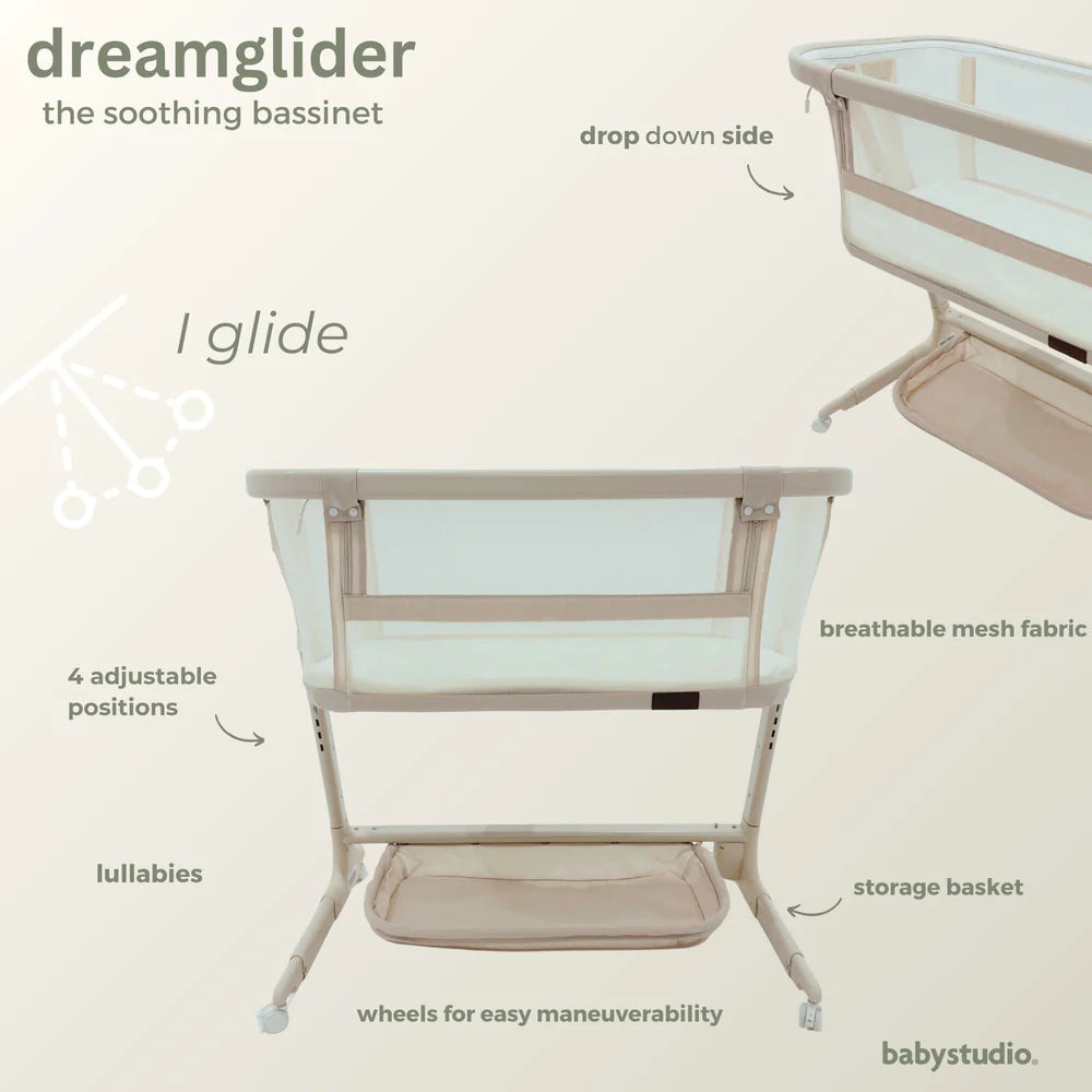 BabyStudio Dream Glider Bedside Sleeper - Auto Motion Bassinet